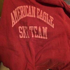 American Eagle Red 'Ski Team' Graphic Sweatshirt